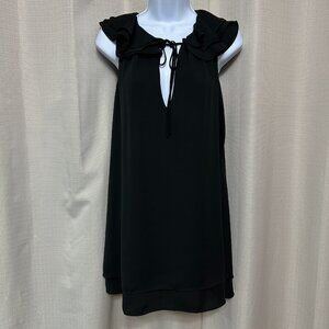 Amanda Uprichard Belle Sleeveless Mini Dress Women's Size XS Black Ruffle